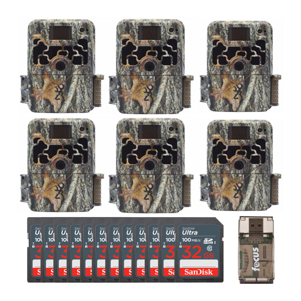 Browning Trail Cameras Dark Ops Extreme 16MP Game Camera (6-Pack) with 12 32GB Card and Card Reader