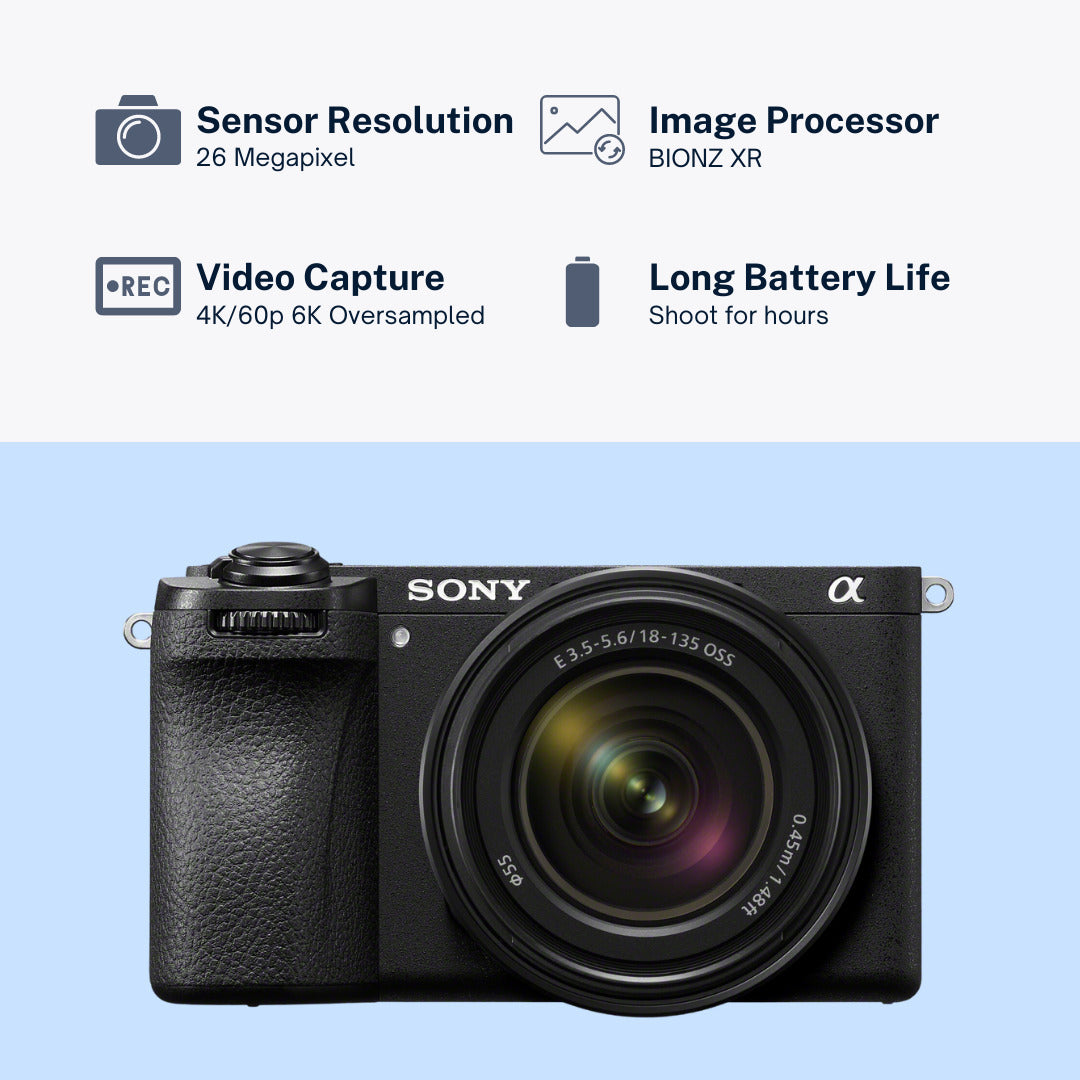 Sony Alpha 6700 APS-C Mirrorless Camera with 18-135mm lens with Mug, Photo Editing Software Bundle