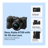 Sony Alpha 6700 APS-C Mirrorless Camera with 16-50mm lens with Mug, Photo Editing Software Bundle