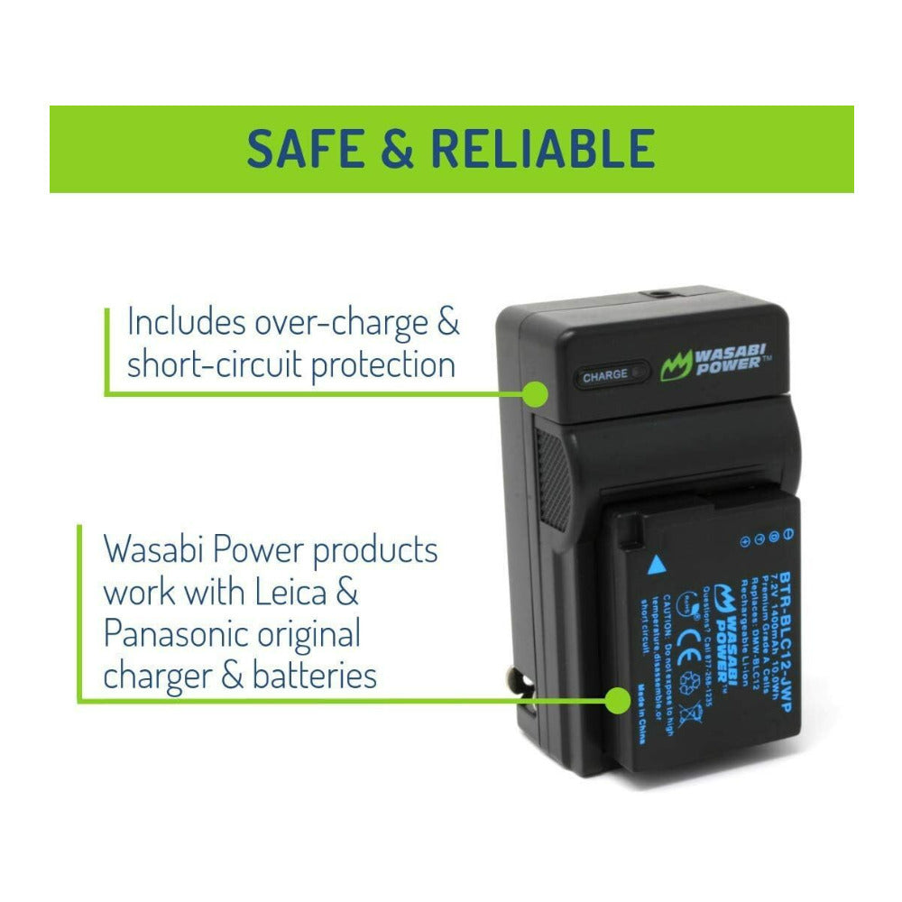 Wasabi Power Fully Decoded Leica BP-DC12 Battery (2-Pack) and Wall Charger (Open Box)