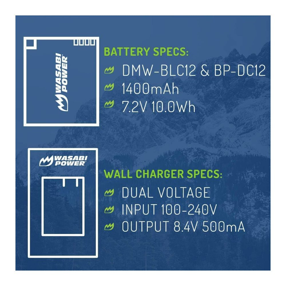 Wasabi Power Fully Decoded Leica BP-DC12 Battery (2-Pack) and Wall Charger (Open Box)