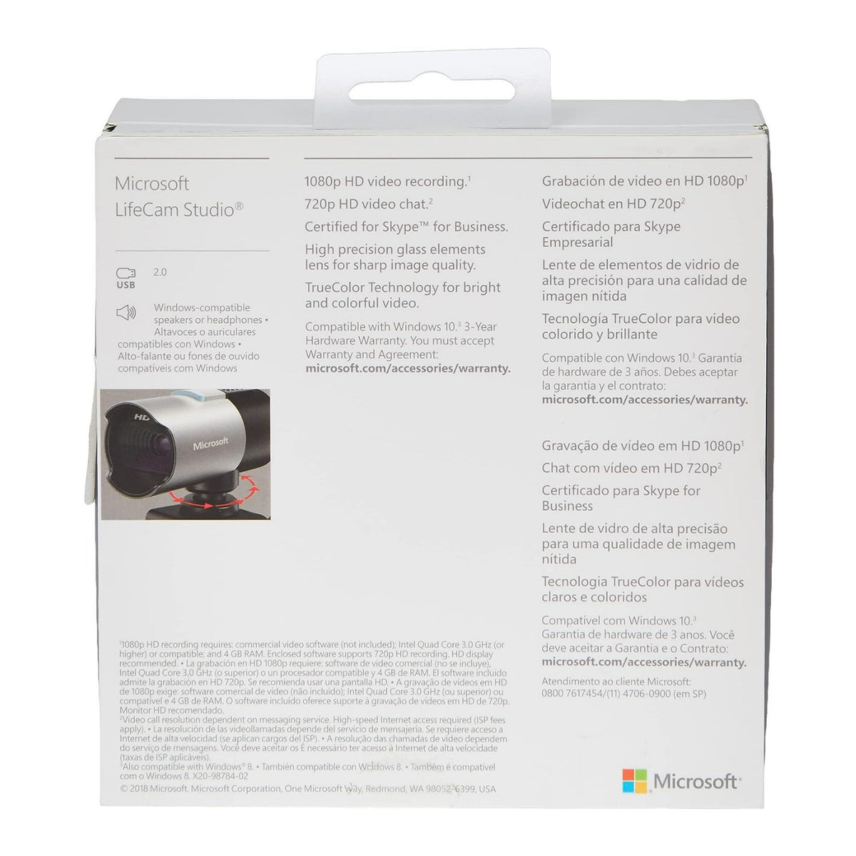 Microsoft PL2 LifeCam Studio 3-Inch 5MP 1080 HD Widescreen Sensor USB Camera with Micro SD Memory