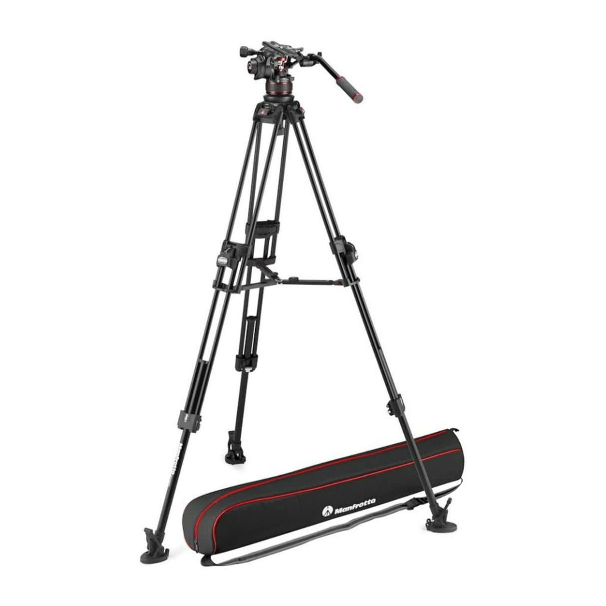 Manfrotto Nitrotech 612 Series Fluid Video Head with Twin Alu Tripod (Black)