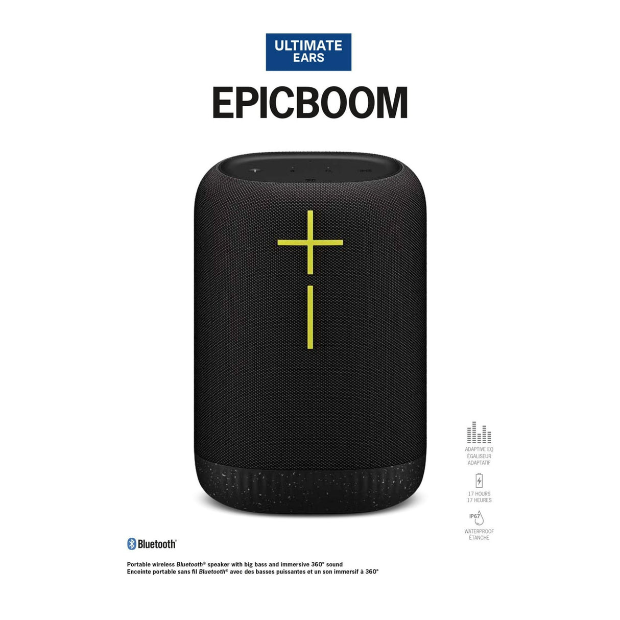 Ultimate Ears EpicBoom Portable Bluetooth Speaker with 360-Degree Sound (Black)