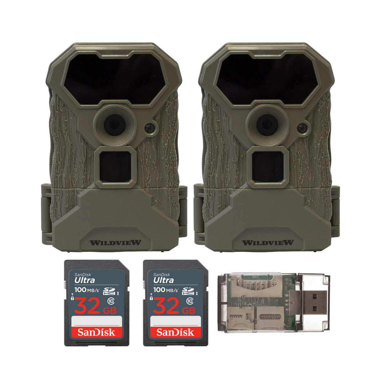 Stealth Cam Wildview 12 MP Infrared Trail Camera with 32GB Memory Card and Card Reader (2-Pack)