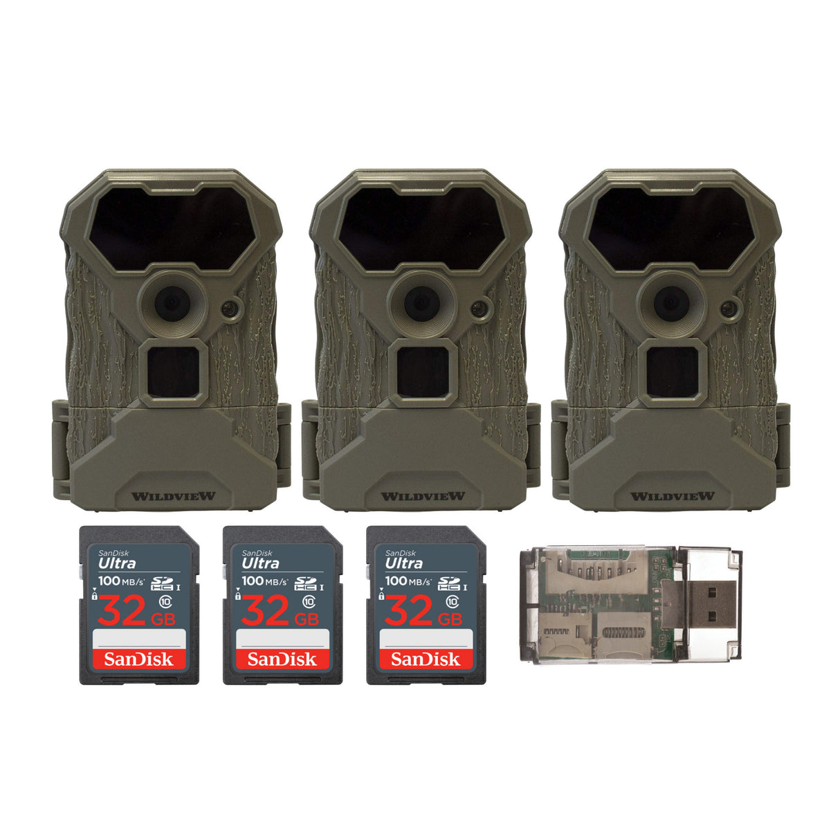 Stealth Cam Wildview 12 MP Infrared Trail Camera with 32GB Memory Card and Card Reader (3-Pack)
