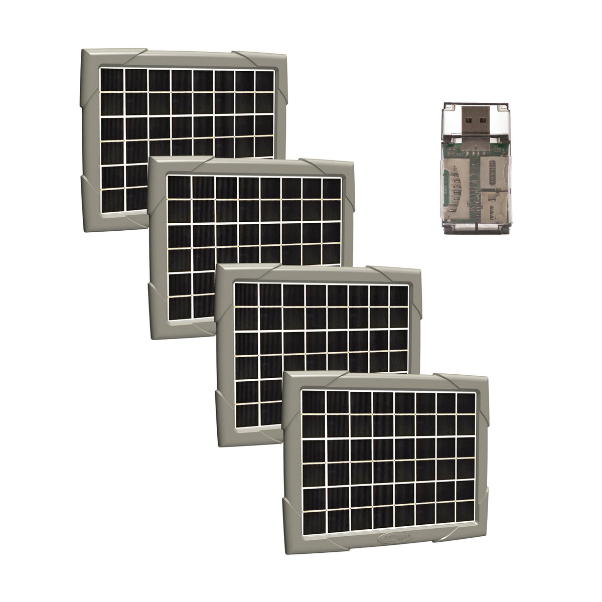 Cuddeback Solar Power Bank - High-Capacity Charger with Card Reader (4-Pack)