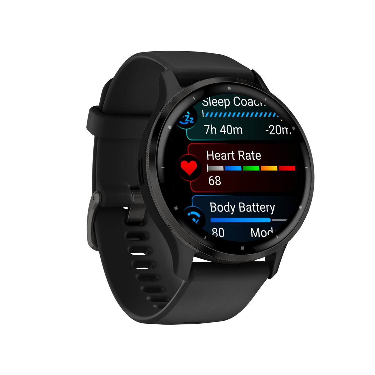 Garmin Venu 3 Slate Stainless Steel Bezel Smart Watch with 45mm Black Case and Silicone Band
