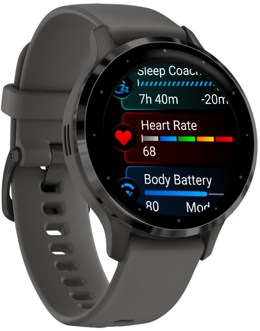 Garmin Venu 3S Slate Stainless Steel Bezel Smart Watch with 41mm Pebble Gray Case and Silicone Band