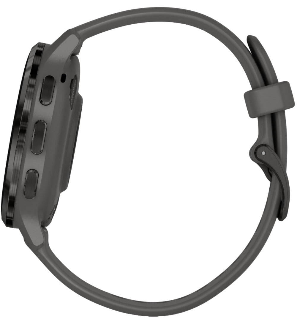 Garmin Venu 3S Slate Stainless Steel Bezel Smart Watch with 41mm Pebble Gray Case and Silicone Band