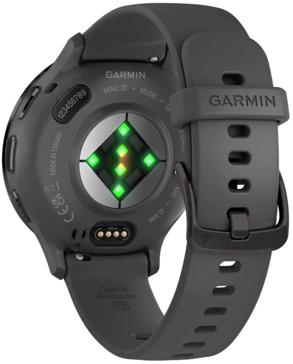 Garmin Venu 3S Slate Stainless Steel Bezel Smart Watch with 41mm Pebble Gray Case and Silicone Band