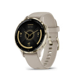 Garmin Venu 3S Soft Gold SS Bezel Smart Watch with 41mm French Gray Case and Silicone Band