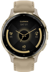 Garmin Venu 3S Soft Gold SS Bezel Smart Watch with 41mm French Gray Case and Silicone Band