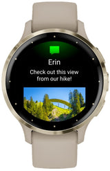 Garmin Venu 3S Soft Gold SS Bezel Smart Watch with 41mm French Gray Case and Silicone Band