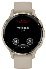 Garmin Venu 3S Soft Gold SS Bezel Smart Watch with 41mm French Gray Case and Silicone Band
