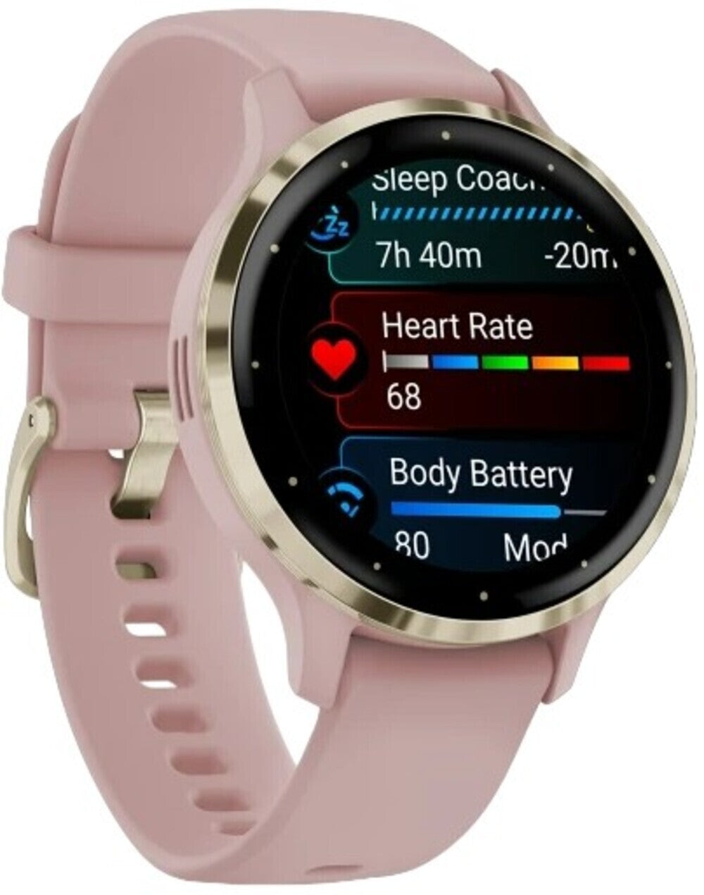 Garmin Venu 3S Soft Gold SS Bezel Smart Watch with 41mm Dust Rose Case and Silicone Band