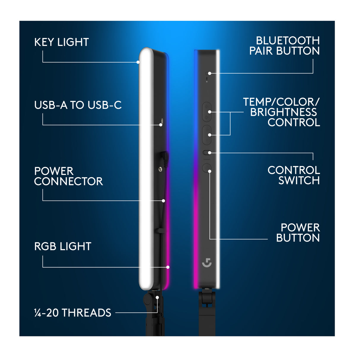 Logitech G Litra Beam LX Dual-Sided Streaming Light with TrueSoft Technology