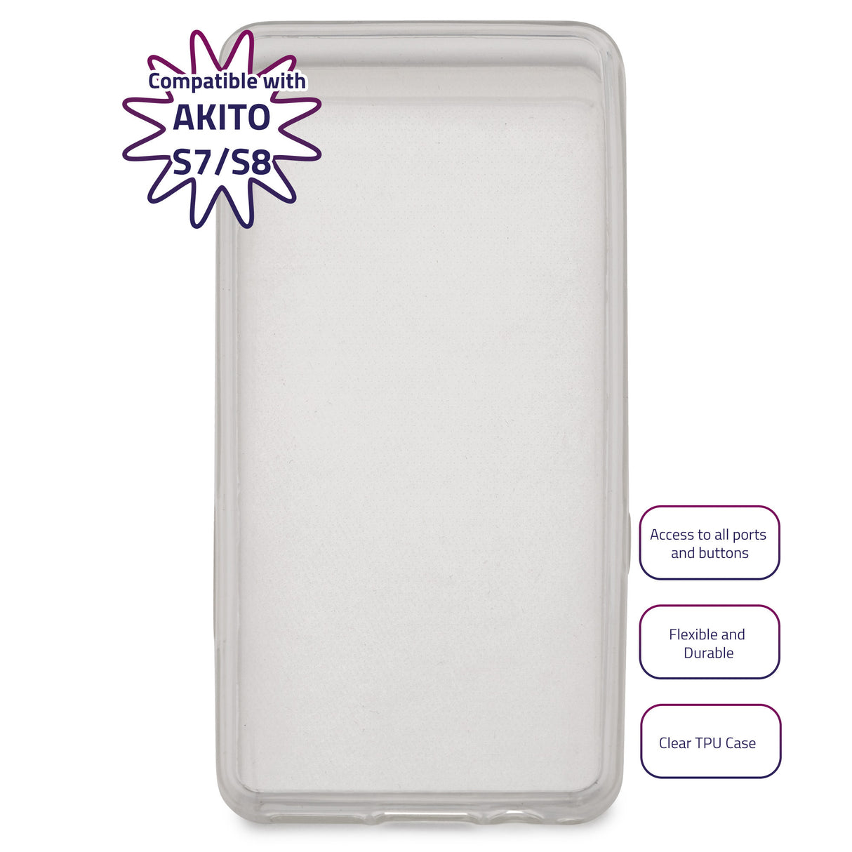 AKITO Clear TPU Case for S7/S8 Kosher MP3 Players