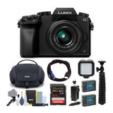 Panasonic LUMIX G7 Mirrorless Camera with 14-42mm f/3.5-5.6 Lens (Black) with 64 SD Memory Card and Accessory Bundle
