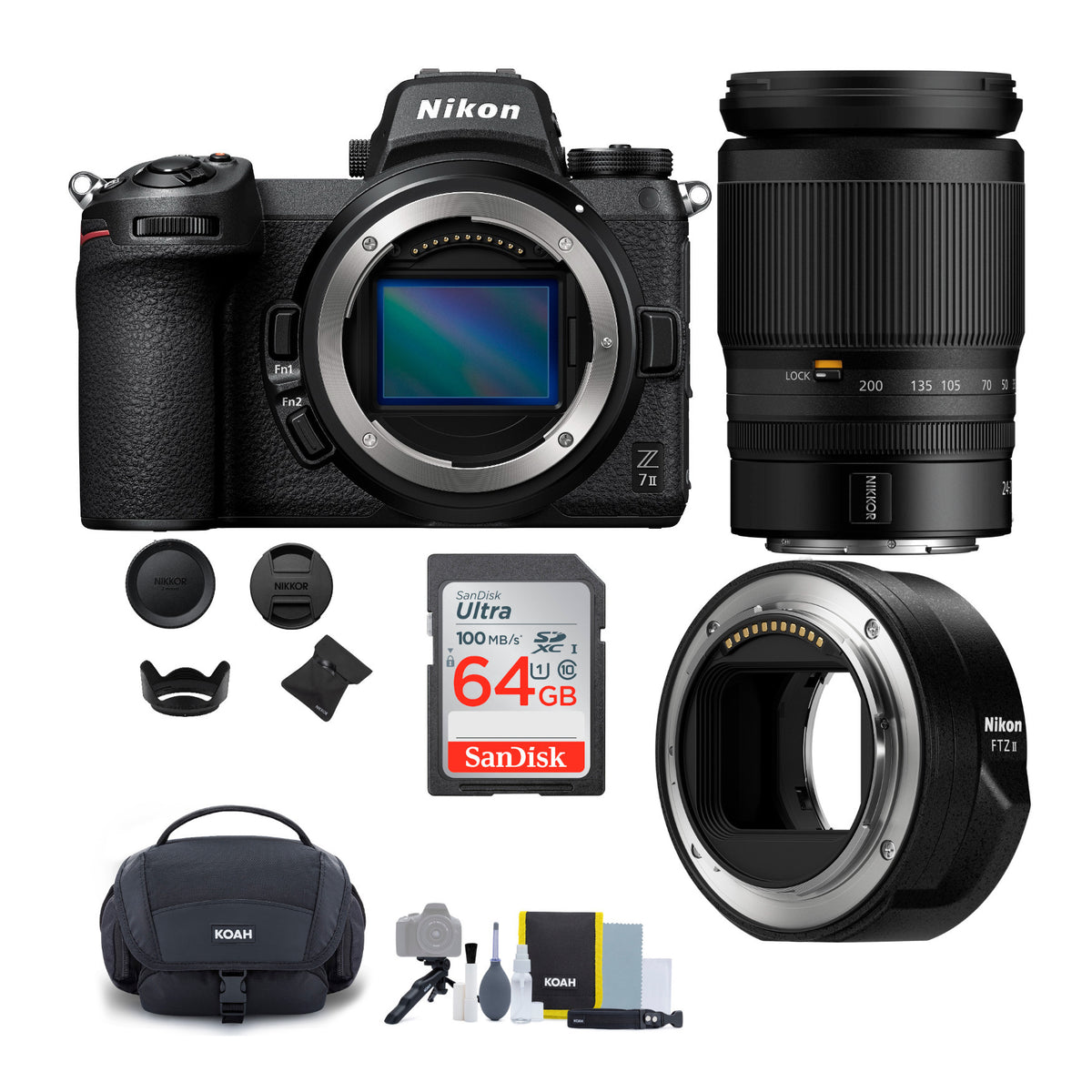 Nikon Z 7II  Mirrorless Digital Camera with 24-200mm Lens and  FTZ II Mount Adapter Bundle