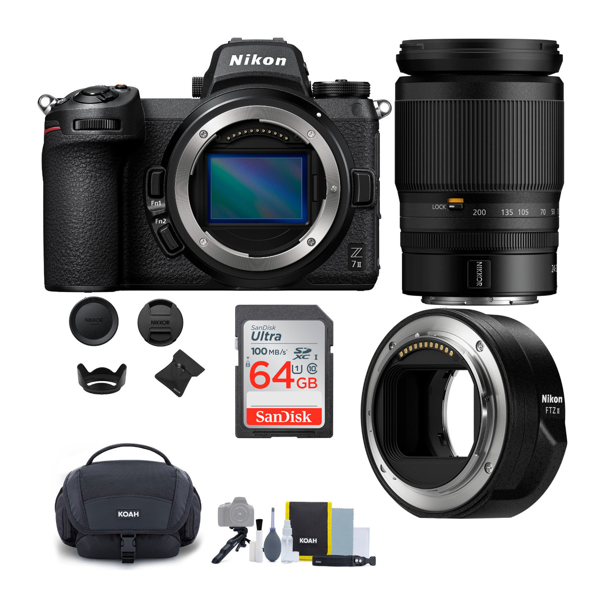 Nikon Z 7II  Mirrorless Digital Camera with 24-200mm Lens and  FTZ II Mount Adapter Bundle