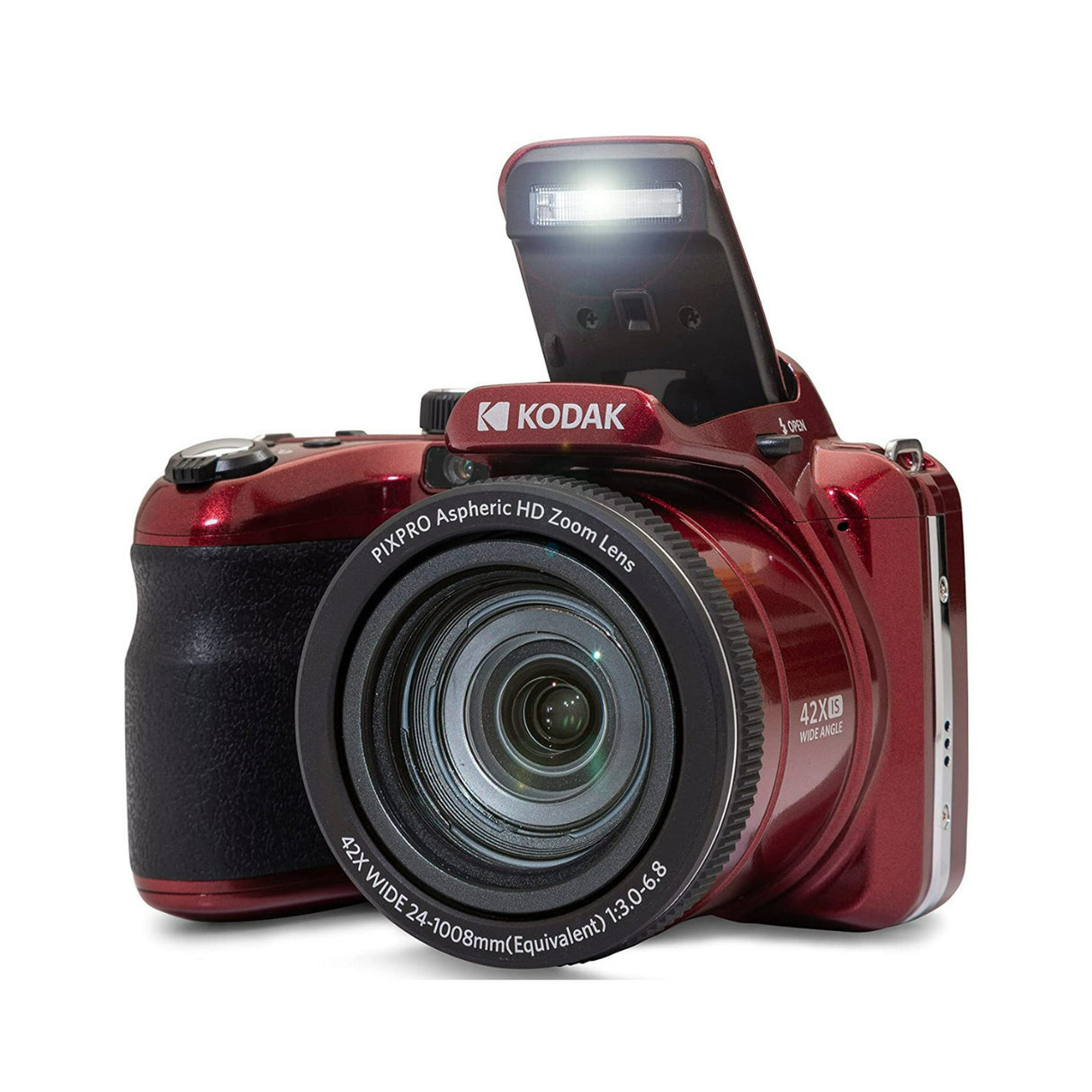 Kodak PIXPRO AZ425 Astro Zoom Camera (Red) with 32GB Card and Rechargeable Battery and Charger Kit