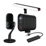 Logitech Yeti GX RGB LIGHTSYNC-Powered Microphone, Mevo Streaming Camera, G Litra Beam + Knox 4 Port