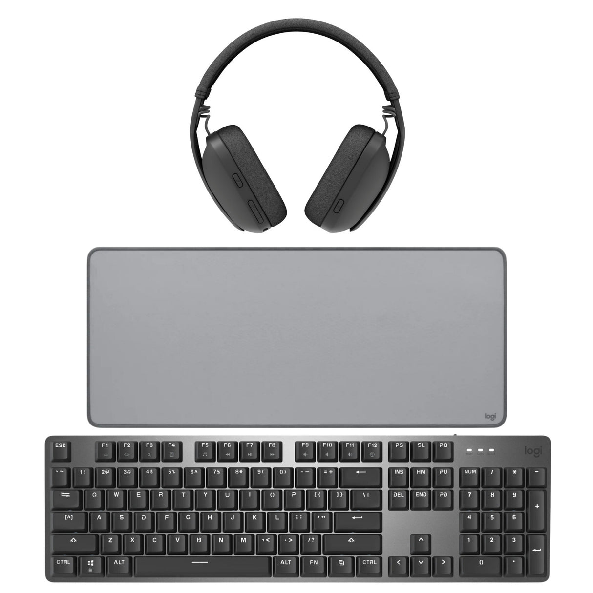 Logitech Zone Vibe 100 Lightweight, Wireless, Noise Canceling Over-Ear Headphones (Graphite) Bundle