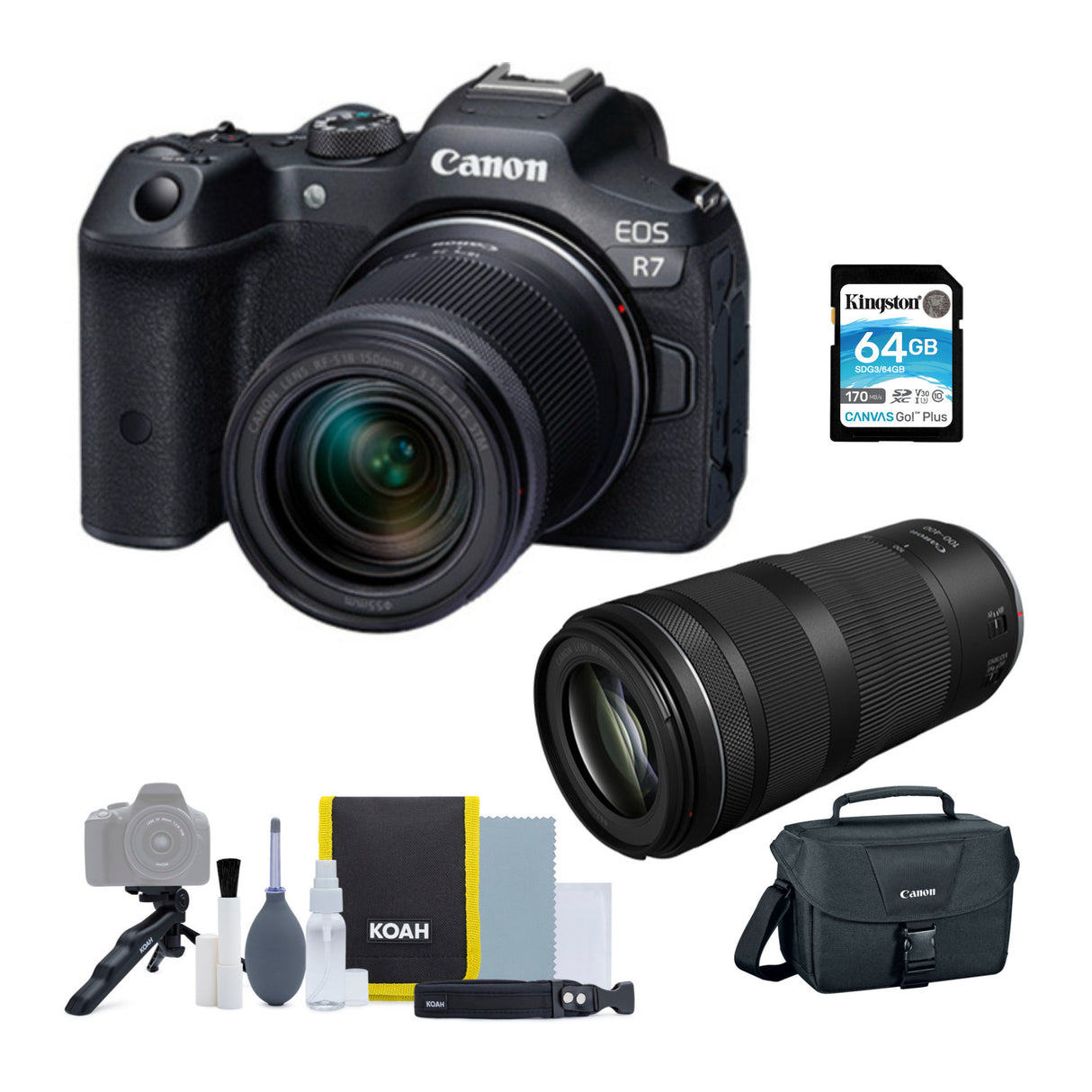 Canon EOS R7 Mirrorless Camera with RF-S 18-150mm and RF 100-400mm f/5.6-8 IS USM Lens Bundle
