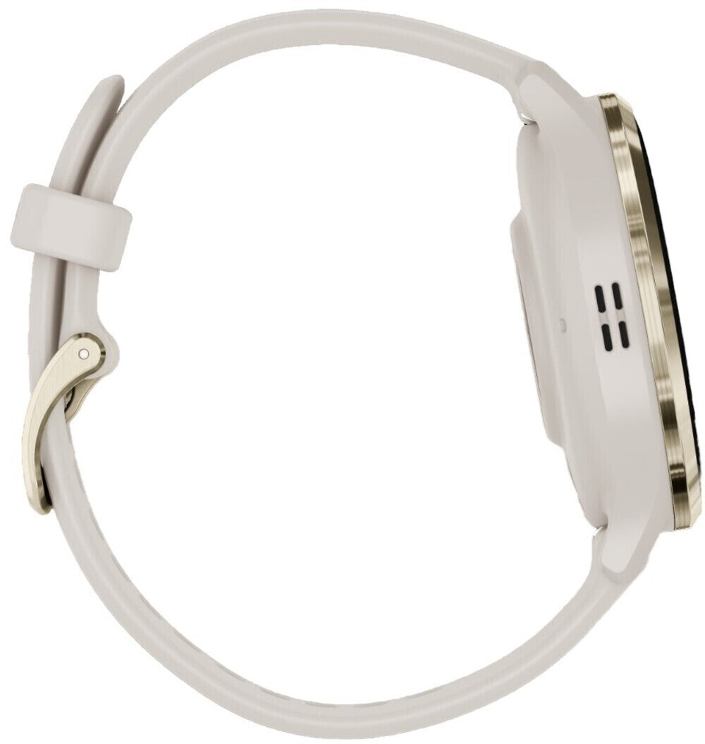 Garmin Venu 3S Soft Gold Stainless Steel Bezel Smart Watch with 41mm Ivory Case and Silicone Band