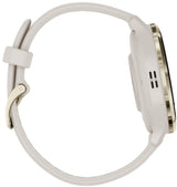 Garmin Venu 3S Soft Gold Stainless Steel Bezel Smart Watch with 41mm Ivory Case and Silicone Band