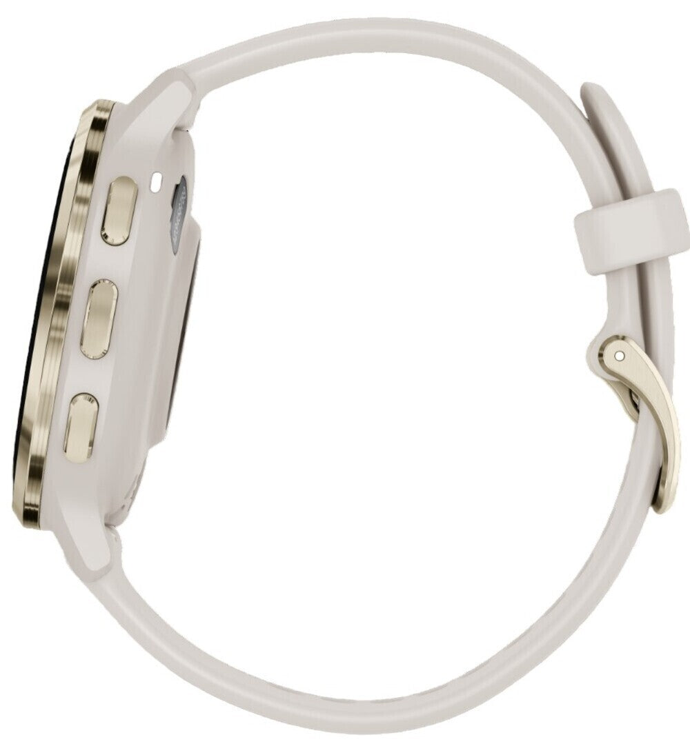 Garmin Venu 3S Soft Gold Stainless Steel Bezel Smart Watch with 41mm Ivory Case and Silicone Band