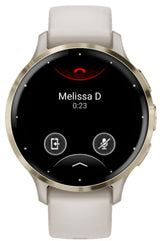 Garmin Venu 3S Soft Gold Stainless Steel Bezel Smart Watch with 41mm Ivory Case and Silicone Band