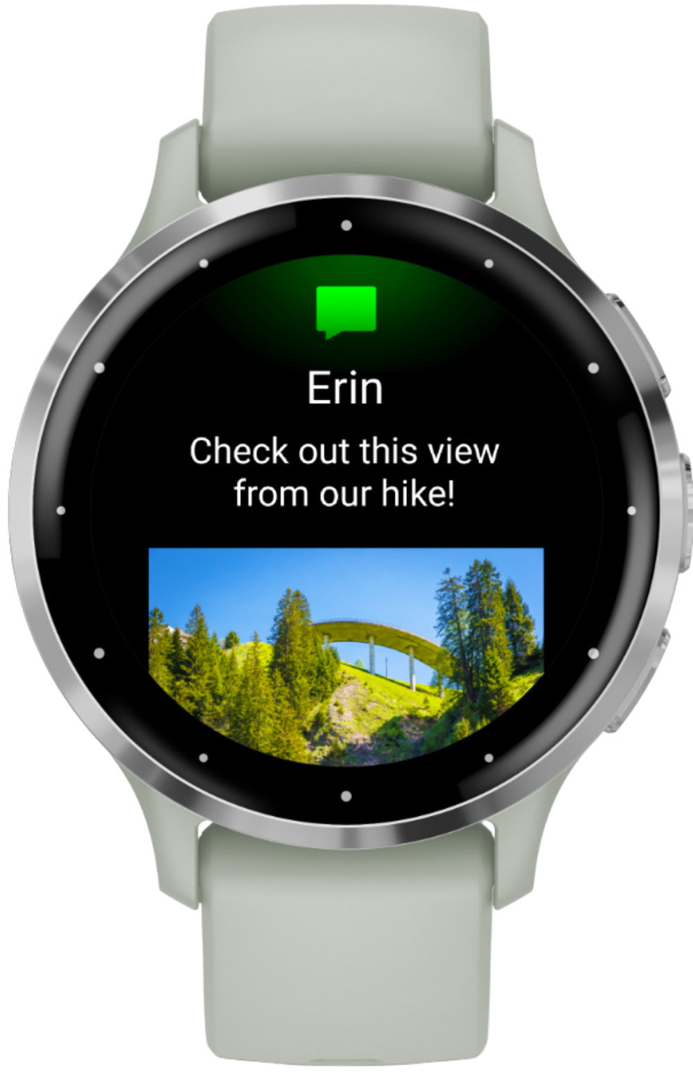 Garmin Venu 3S Silver Stainless Steel Bezel Smart Watch with 41mm Sage Gray Case and Silicone Band