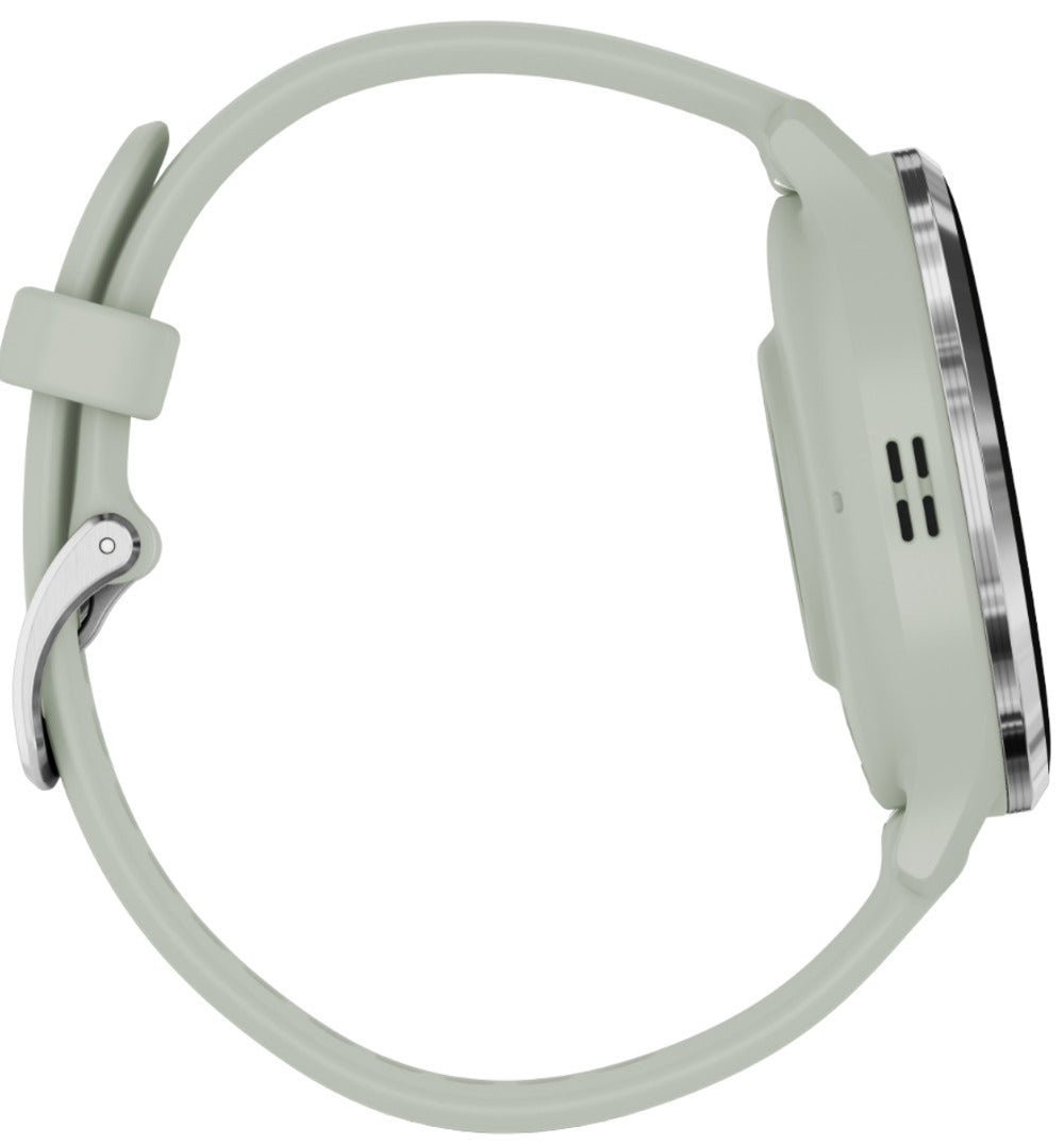 Garmin Venu 3S Silver Stainless Steel Bezel Smart Watch with 41mm Sage Gray Case and Silicone Band