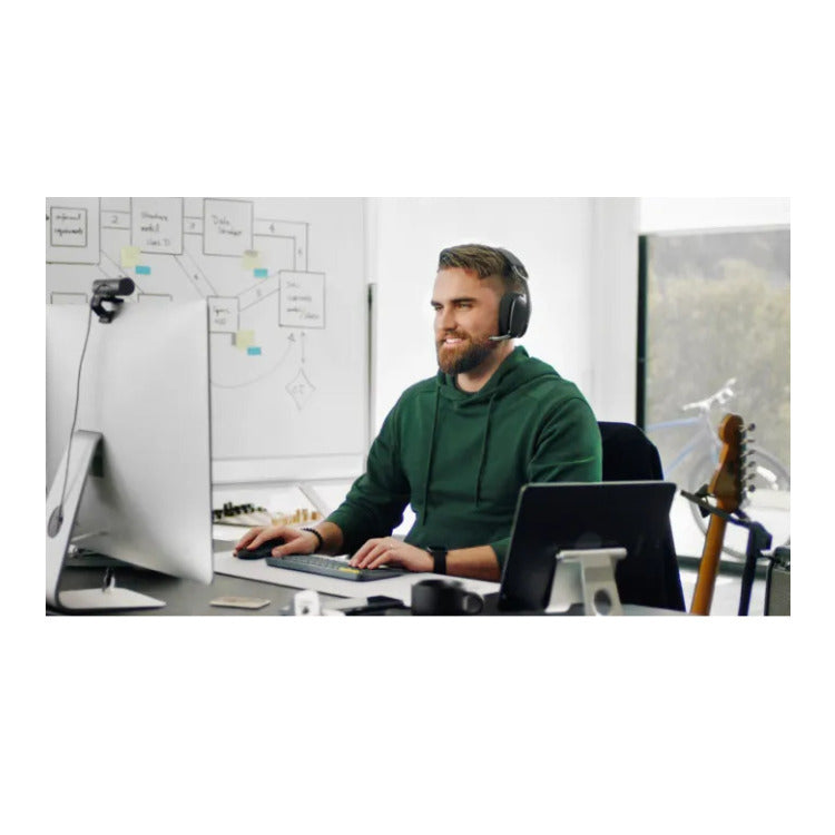 Logitech c930e 1080p HD Webcam with Lightweight Noise Canceling Headphones and S Series Desk Mat