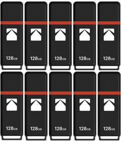 Kodak Classic K100 Cap and Body Series Universal Compatible USB2.0 128GB Flash Drive (10 Pack)