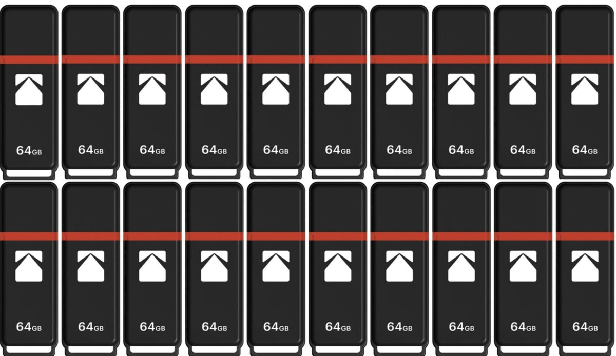Kodak Classic K100 Cap and Body Series Universal Compatible USB2.0 64GB Flash Drive (20 Pack)