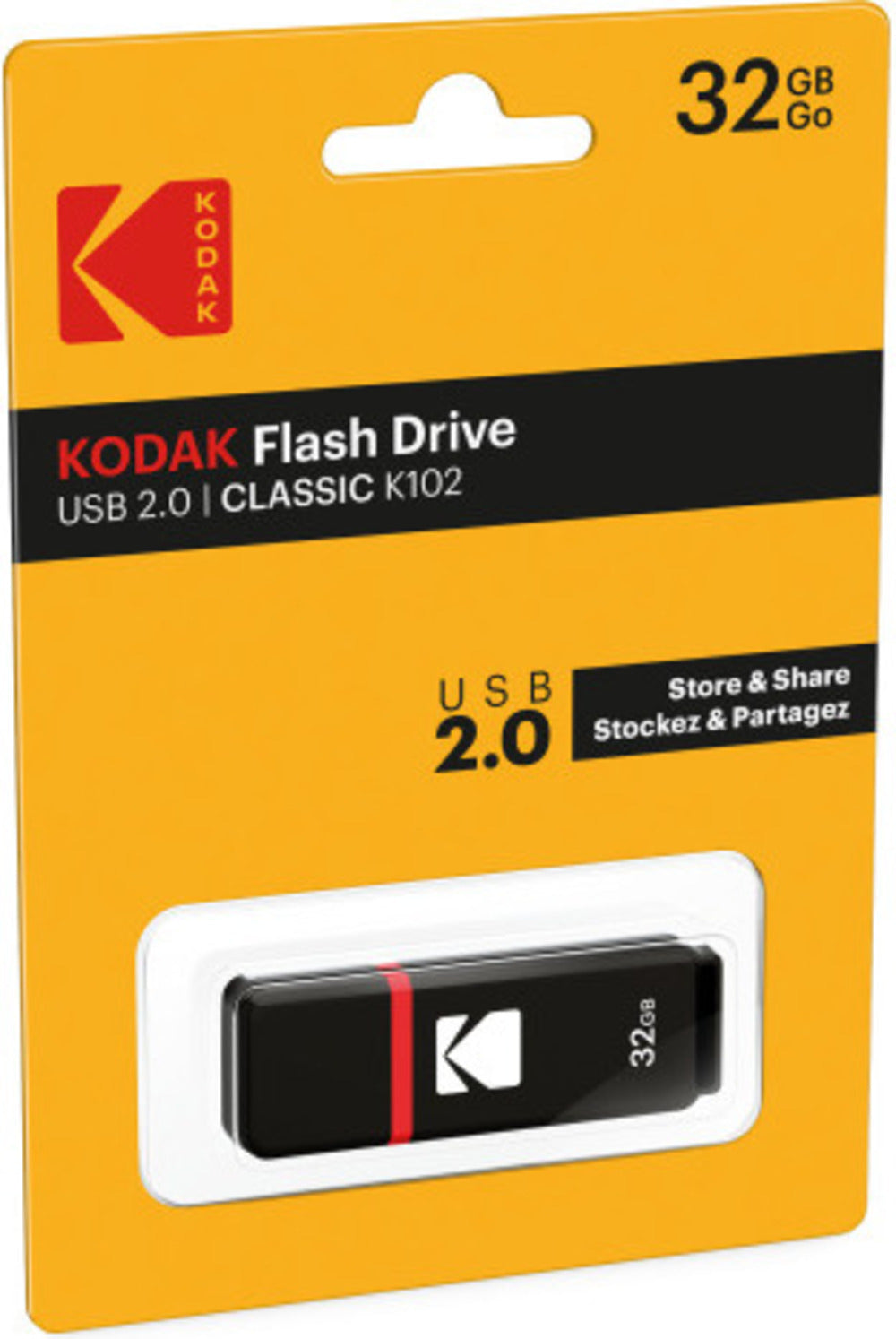 Kodak USB2.0 K100 32GB Flash Drive with 15MB/s Read Speed and 5MB/s Write Speed (50-Pack)