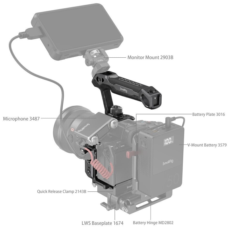SmallRig Rhinoceros Basic Cage Kit with Cage and Handle for Sony Alpha 7R V, 7 IV, and 7S III
