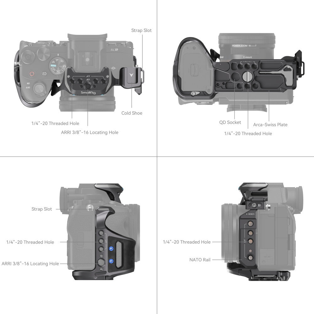 SmallRig Rhinoceros Basic Cage Kit with Cage and Handle for Sony Alpha 7R V, 7 IV, and 7S III