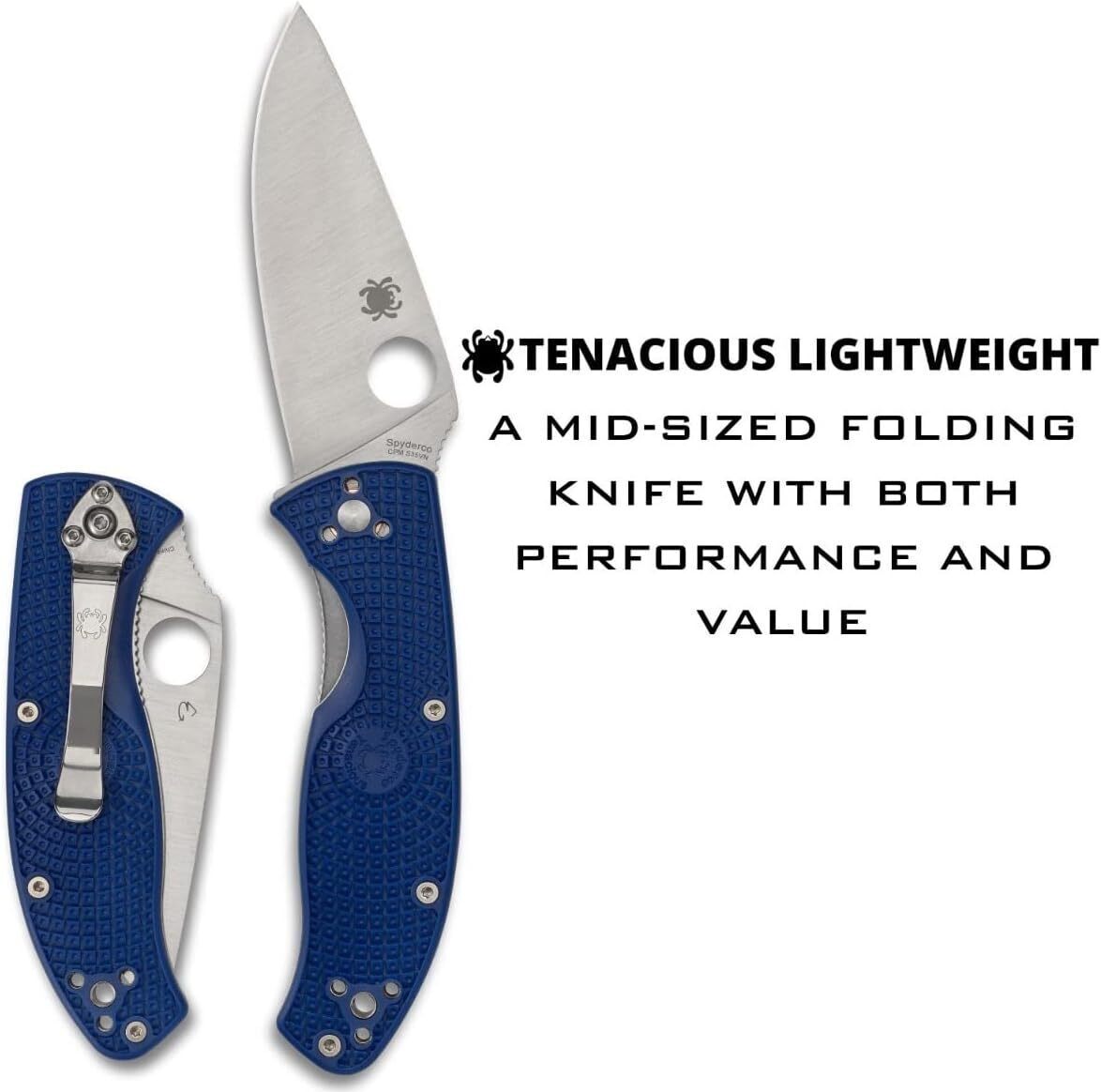 Spyderco Tenacious Lightweight Folding Utility Pocket Knife with CPM S35VN Steel Blade (PlainEdge)