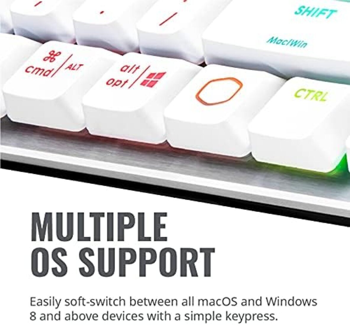 Cooler Master SK652 Full Mechanical Gaming Keyboard with Low Profile Red Switches (Silver/White)