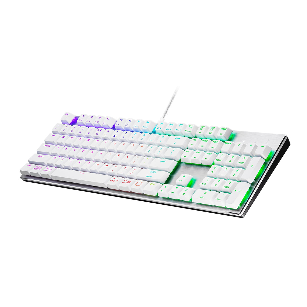 Cooler Master SK652 Full Mechanical Gaming Keyboard with Low Profile Blue Switches (Silver/White)