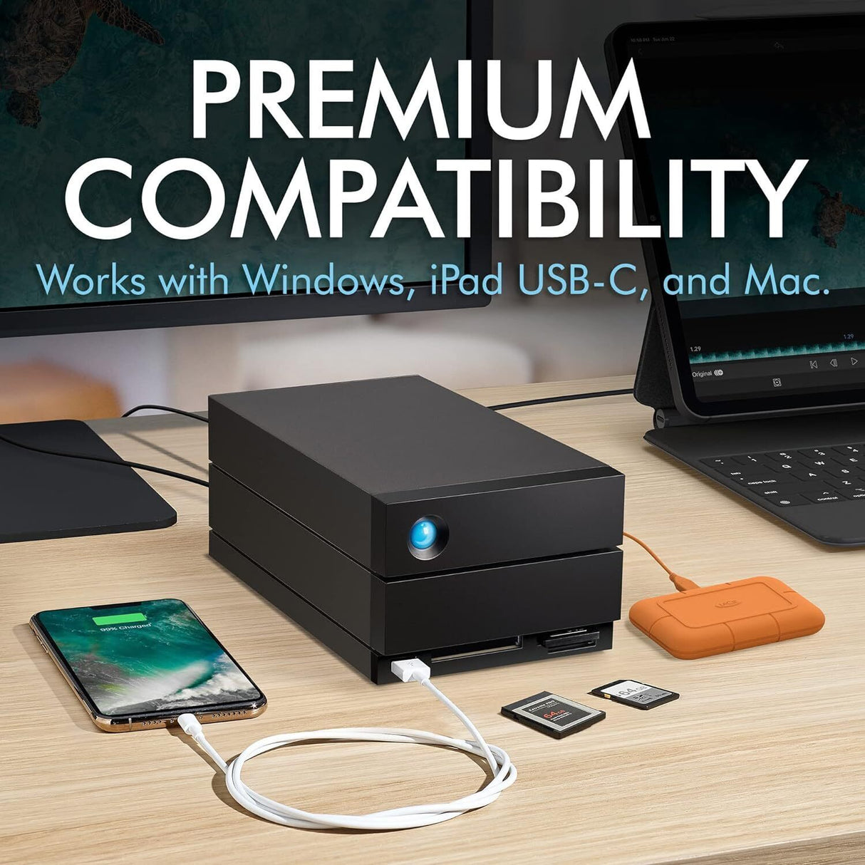 LaCie 2big Dock with Thunderbolt 3, USB 3.2, CFexpress Type B, CFast 2.0, and SD Card Slots (40TB)