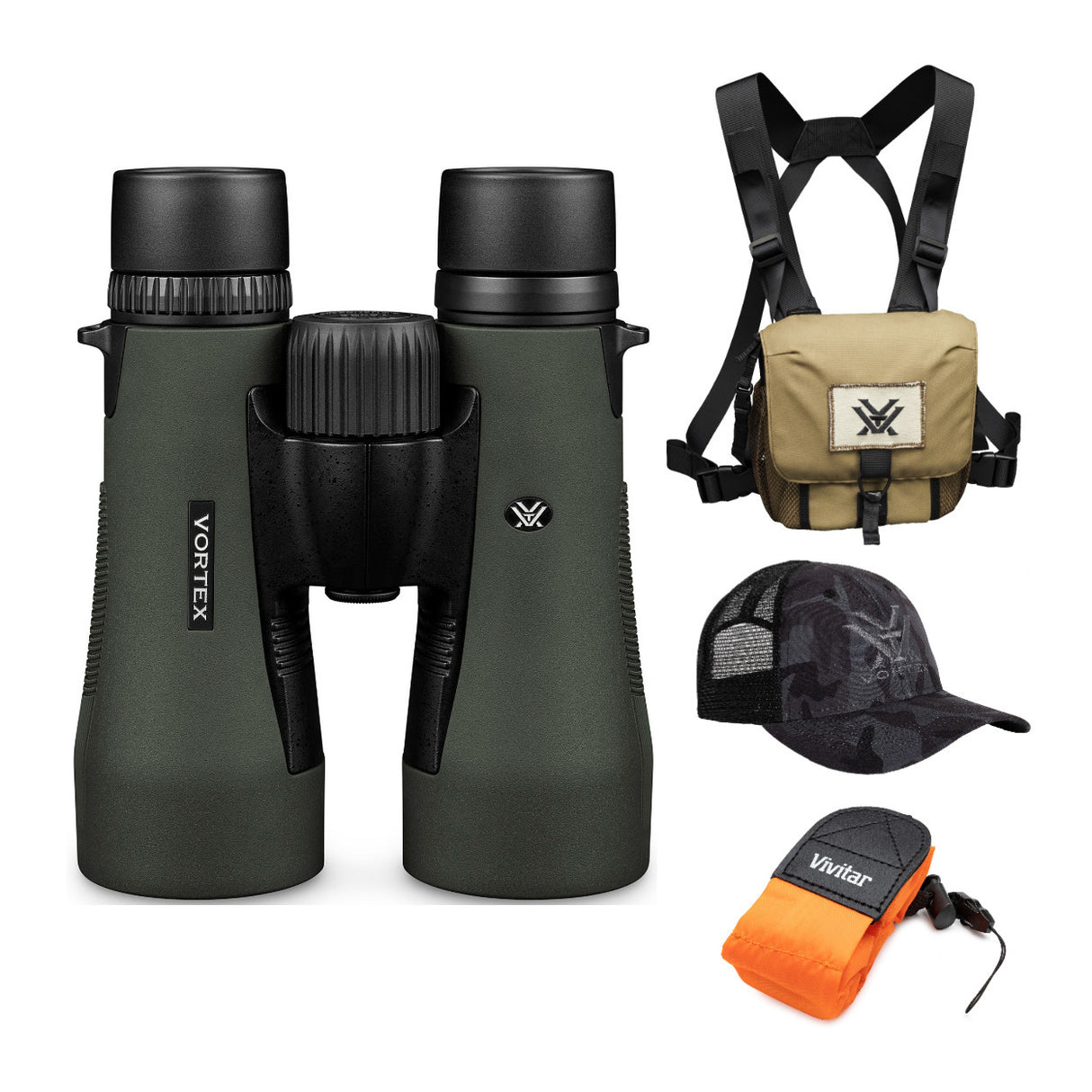 Vortex 12x50 Diamondback HD Roof Prism Binoculars with GlassPak Case, Cap and Floating Strap Bundle