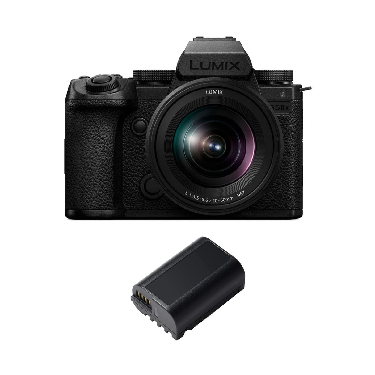 Panasonic Lumix S5 IIX Mirrorless Camera with 20-60mm Lens with Extra DMW-BLK22 Li-ion Battery Pack