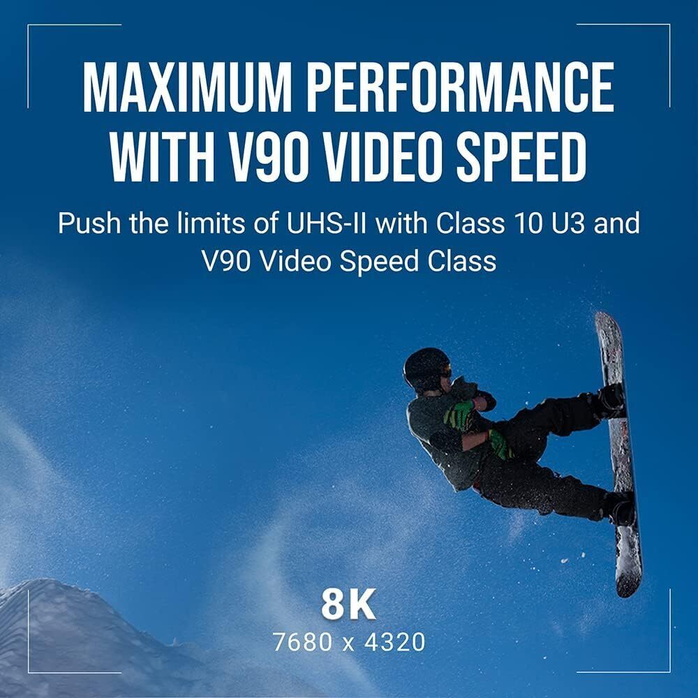 PNY EliteX-Pro 90 Class 10 U3, UHS-II SD Flash 128GB Memory Card for 8K Videography