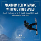 PNY EliteX-Pro 90 Class 10 U3, UHS-II SD Flash 256GB Memory Card for 8K Videography