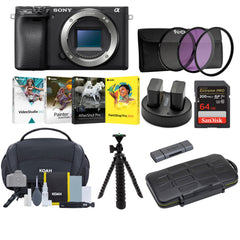 Sony a6400 Mirrorless Digital Camera (Body Only) with Software Suite and 64GB SD Card Bundle